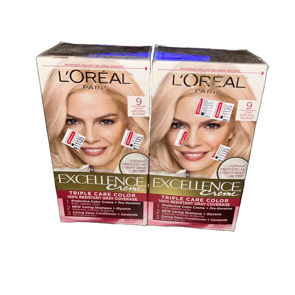 2 L'Oreal Paris Excellence Crème Permanent Hair Dye, Triple Care Hair Color with
